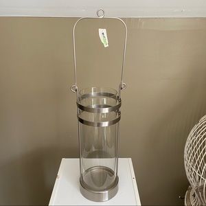 New Modern Silver/Glass Circular Candle Holder